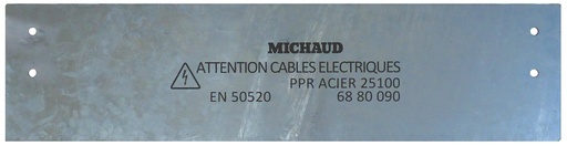 [MICN760] PLAQUE DE PROTECTION PPR ELEC ACIER 25*100 + BOULON 6880090 *